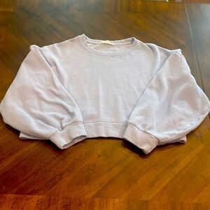 Hippie rose cropped bubble sleeve blue women X-Large sweatshirt.